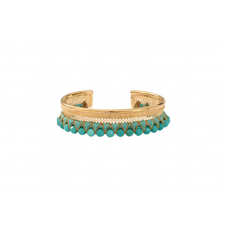 Bracelet manchette ajustable bohème filigranes pierres dures I turquoise