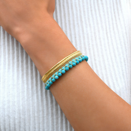 Bracelet manchette ajustable bohème filigranes pierres dures I turquoise90352