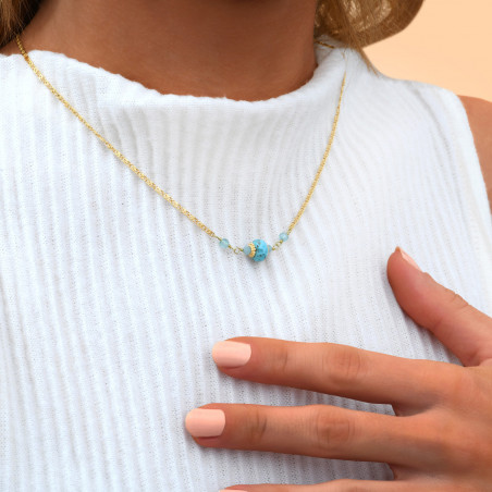 Collier pendentif réglable féminin pierres dures I turquoise90354
