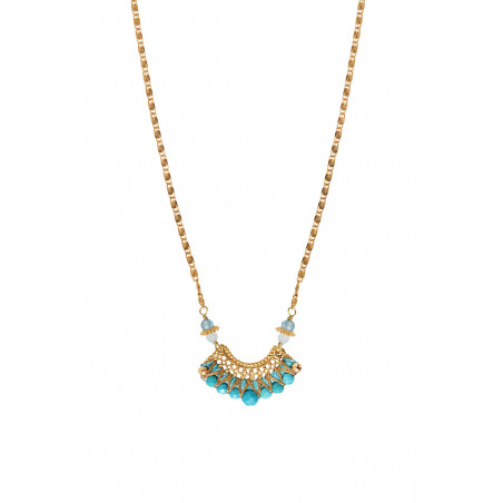 Ethnic-chic hardstone adjustable pendant necklace l turquoise
