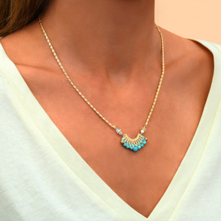 Ethnic-chic hardstone adjustable pendant necklace l turquoise90356