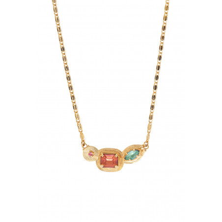 Feminine Prestige crystal short adjustable necklace I multicoloured