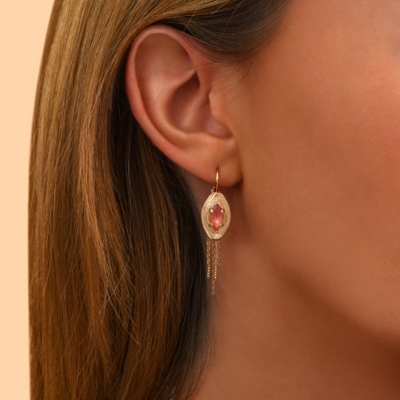 Festive crystal sleeper earrings l pink90657