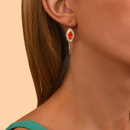 Glamorous crystal sleeper earrings| red90659