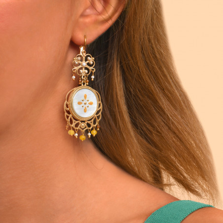 Feminine mother-of-pearl bead sleeper earrings | white90747