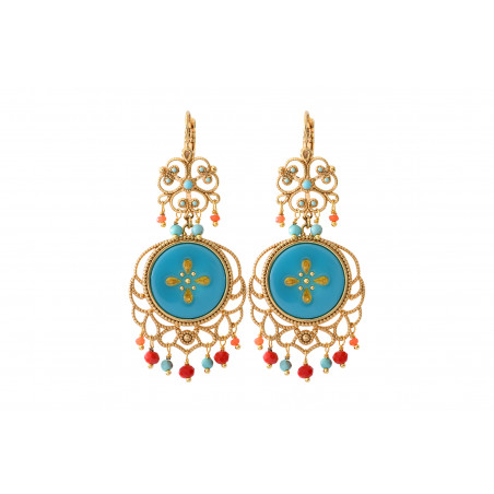 Beautiful resin bead sleeper earrings | turquoise