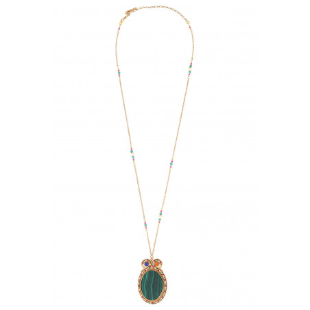 On-trend reconstituted malachite adjustable pendant necklace I green90868