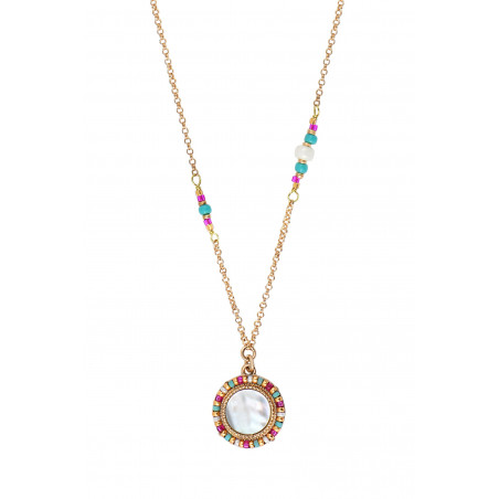 On-trend bead adjustable pendant necklace l mother-of-pearl