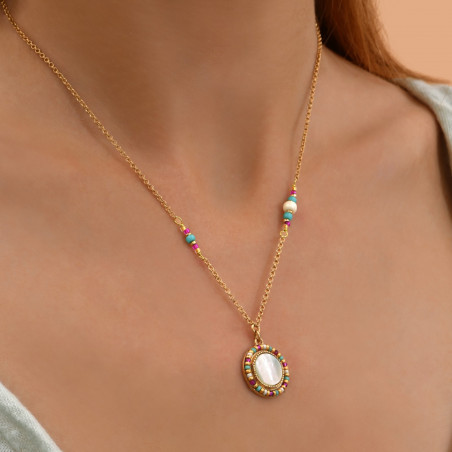 On-trend bead adjustable pendant necklace l mother-of-pearl90891