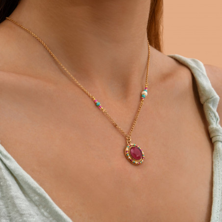 Whimsical cabochon adjustable pendant necklace l rose90894