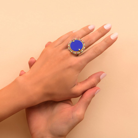 Bague ajustable intemporelle lapis lazuli reconstitué I bleu90902