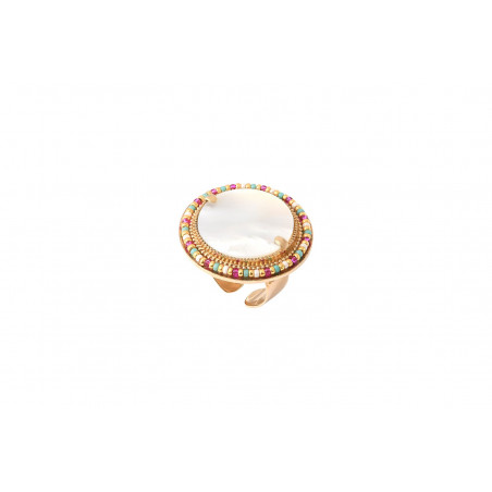 Refined mother-of-pearl Japanese seed bead adjustable ring| white