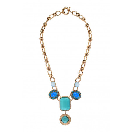 Colourful rhinestone cabochons breastplate necklace I turquoise91023