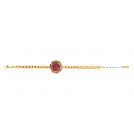 Glamorous coloured cabochon adjustable slim bracelet - pink91291