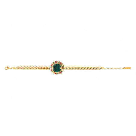Bracelet fin ajustable intemporel malachite reconstituée - vert91305