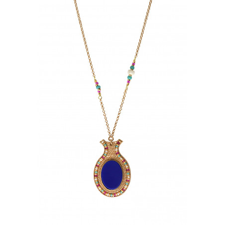 Colourful reconstituted lapis lazuli adjustable pendant necklace l blue