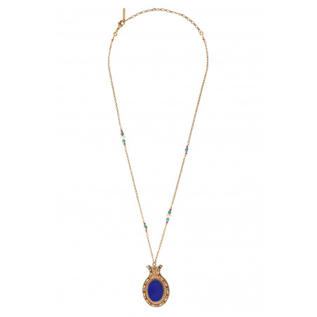 Colourful reconstituted lapis lazuli adjustable pendant necklace l blue91325
