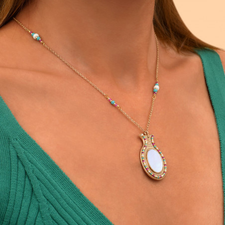 Chic mother-of-pearl adjustable pendant necklace l white91333