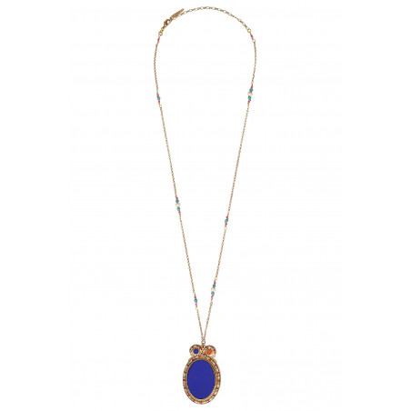 Collier pendentif réglable fantaisie lapis lazuli reconstitué I bleu91346