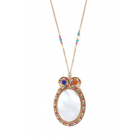 Sophisticated mother-of-pearl adjustable pendant necklace l white