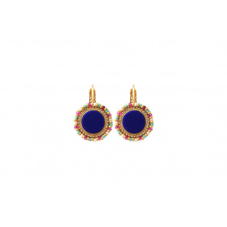 Mysterious bead sleeper earrings - blue