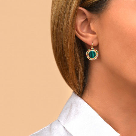 Feminine bead sleeper earrings - green91364