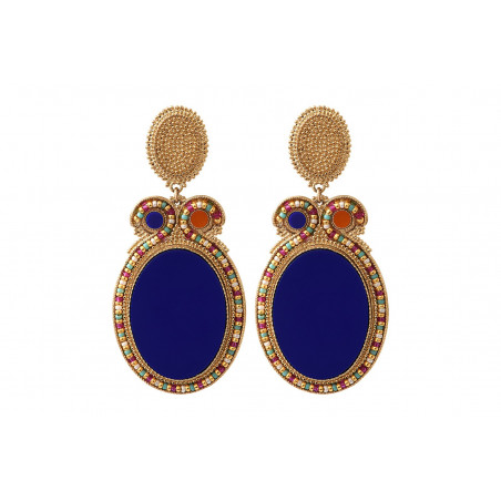 Feminine bead clip-on earrings | blue