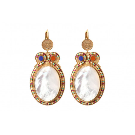 Sophisticated mother-of-pearl sleeper earrings l white