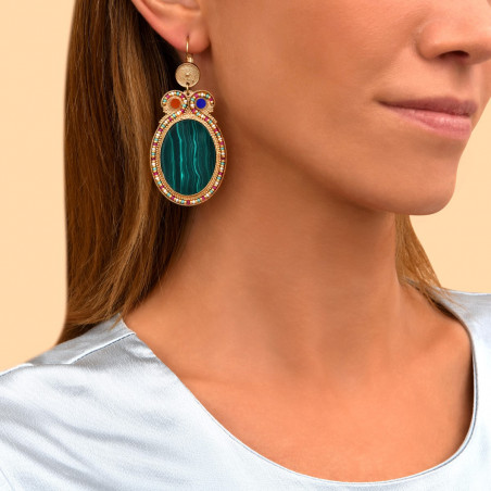 Festive bead sleeper earrings l green91401
