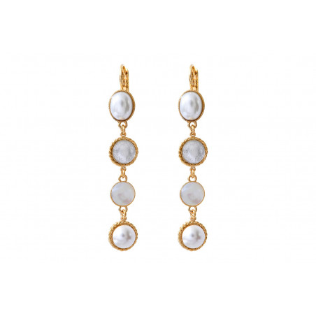 Modern mother-of-pearl sleeper earrings l white