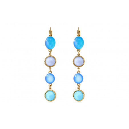 Glamorous cabochon sleeper earrings - turquoise