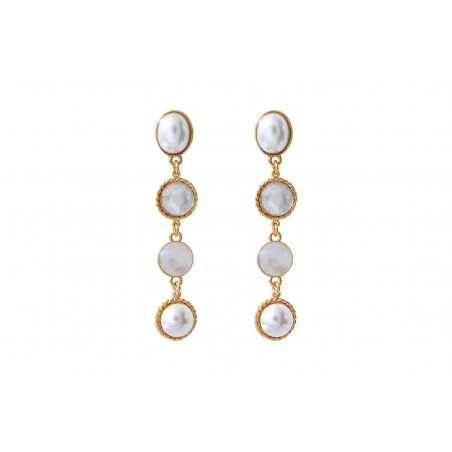 Modern mother-of-pearl stud earrings l white