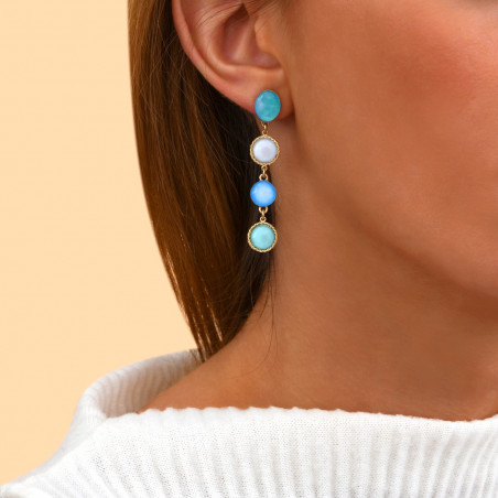 Boucles d'oreilles percées glamour cabochons - turquoise91472