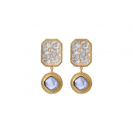 Sophisticated cabochon clip-on earrings l white