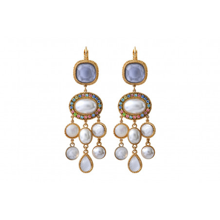 Feminine Prestige crystal mother-of-pearl sleeper earrings | white