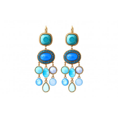 Chic cabochon crystal sleeper earrings - turquoise