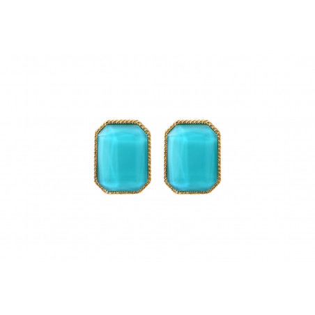 Boucles d'oreilles clips chic cabochon - turquoise