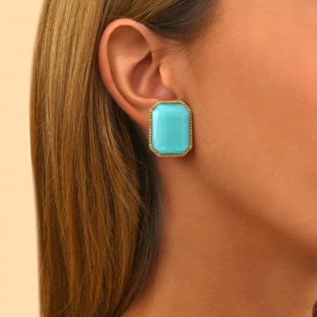 Boucles d'oreilles clips chic cabochon - turquoise91500