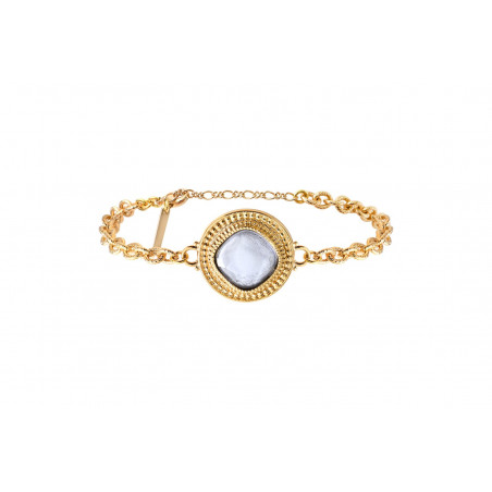 Chic cabochon adjustable slim bracelet - white