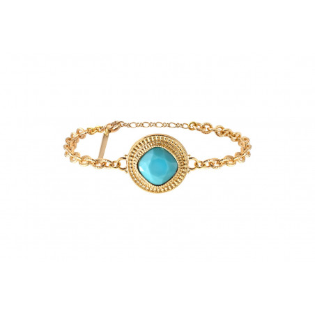 Bracelet fin ajustable tendance cabochon - turquoise