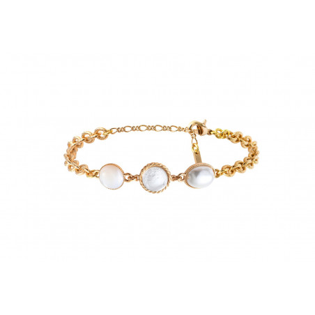 Trio cabochon adjustable slim bracelet | white