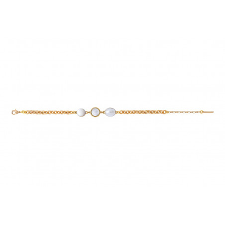 Bracelet fin ajustable trio cabochons I blanc91513