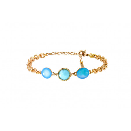 Bracelet fin ajustable glamour cabochons - turquoise