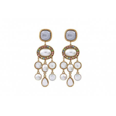 Feminine crystal mother-of-pearl stud earrings l white
