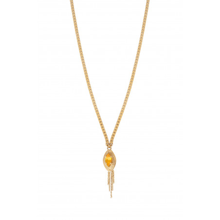 Beautiful crystal adjustable pendant necklace - yellow