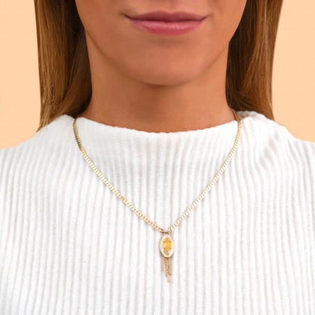 Beautiful crystal adjustable pendant necklace - yellow91658