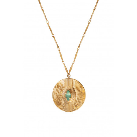 Festive crystal hammered metal sautoir necklace I turquoise