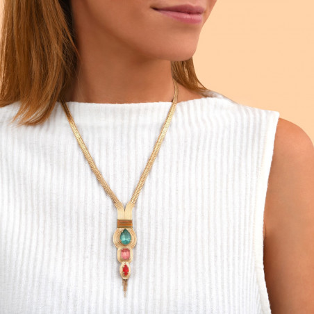 Glamorous metallic threads crystal long necklace | multicoloured91687