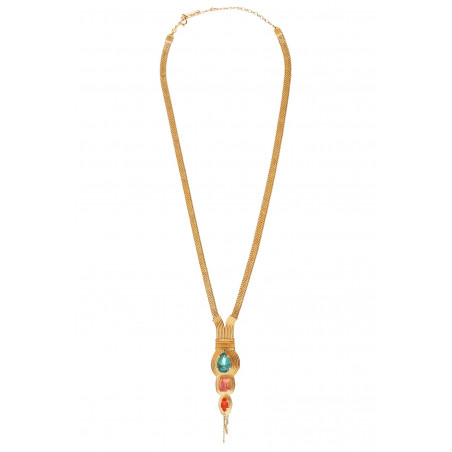 Glamorous metallic threads crystal long necklace | multicoloured91688