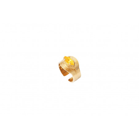 Festive crystal adjustable ring | yellow